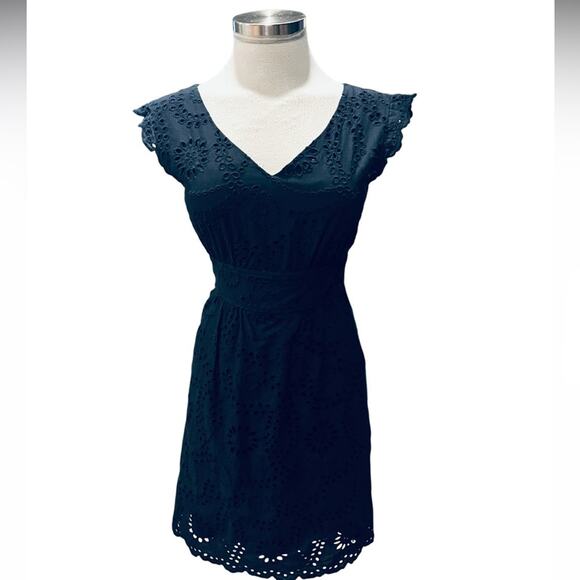 Gianni Bini Neck  Eyelet Dress Navy  Size 0 - Picture 1 of 6